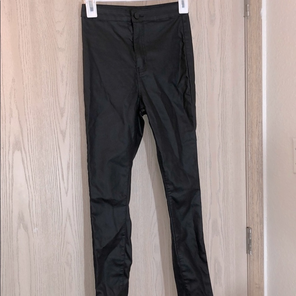 PLT Black leather jeans